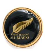 New Zealand All Blacks Rugby Pin Silver Fern Gold Black Enamel Round Spo... - €12,75 EUR