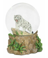 Forest Jungle Predator White Alaskan Siberian White Tiger Glitter Snow Globe - $32.99