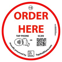 Tap and Share Large 4 Inch 10cm Contactless NFC One Touch &#39;Order Here&#39; R... - £15.54 GBP+