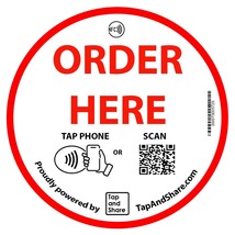 Tap and Share Large 4 Inch 10cm Contactless NFC One Touch &#39;Order Here&#39; Round Epo - £15.60 GBP+