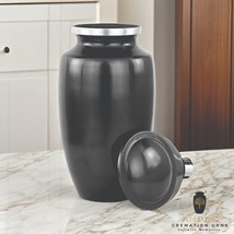 Elegant Black Cremation Urn for Human Ashes | Handmade Adult Memorial - $77.61