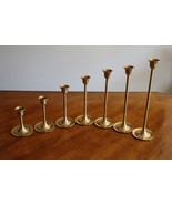 Vtg Solid Brass Candle Holders Graduated Tapered Set 7x Candlesticks 3-9... - $34.99