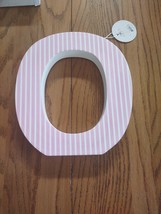 Decorative Wooden Wall Monogram~ Initial Letter &quot;O” Pink Stripes ~Pier One~ NWT - £11.77 GBP