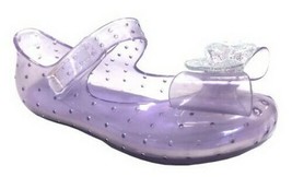 Wonder Nation Toddler Girls Mary Jane Jelly Shoes Size 12 Purple W Bow - £8.39 GBP