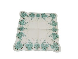 Vintage Handkerchief White, Green And Yellow Floral Pattern - $4.44