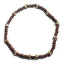 Brown Beaded Stretchy Anklet with Gold Plated Spacers and Heart - $5.99