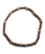 Brown Beaded Stretchy Anklet with Gold Plated Spacers and Heart - €5,10 EUR