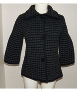 Jones New York Jacket Black/Gray 100% Merino Wool 3/4 Sleeves RUNS SMALL... - £11.63 GBP