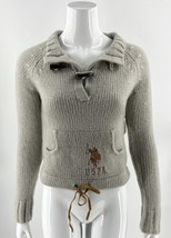 US POLO Assoc. Sweater Girls M (14) Gray Horse Logo Toggle Closure Pullover NEW - $19.80