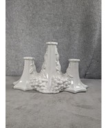 White Ceramic Taper Candle Holder Centerpiece with Grape Cluster Motif - $31.98