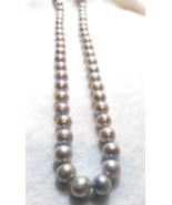 Handmade natural grey fresh water pearls necklace strand X&#39;mas Birthday ... - $100.00