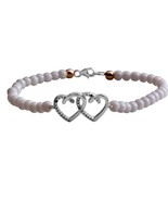 Bracelet White Quartz Double Hearts sterling silver White Quartz   NEW - $273.90 MXN