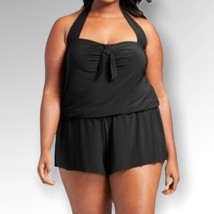NWT Aqua Green Black Halter Romper One Piece Swimsuit Womens Plus Size 20W - $29.64