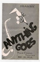 Anything Goes Program Pauline Edwards Theater City College New York 1950&#39;s - $17.82