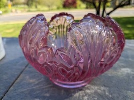 Fenton Leaf Rose bowl  glass Dusty Rose / Empress Rose  - $29.99