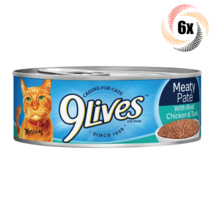 6x Cans 9Lives Meaty Pate Real Chicken & Tuna Dinner Cat Food 5.5oz - £14.89 GBP