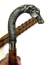 Vintage Brass Handle Wooden Walking Stick Designer Horse Head Victorian Cane - £29.46 GBP