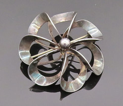 NE FROM DENMARK 925 Silver - Vintage Open Petals Flower Brooch Pin - BP10185 - £48.56 GBP