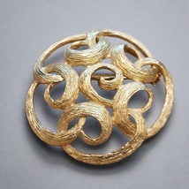 Vintage Coventry Gold Tone Textured Swirl Brooch – Mid-Century Modern Ro... - $216.98 MXN