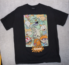 Nickelodeon Men&#39;s T-Shirt 90’s Retro Cartoons Black Cotton Print Size XL - £11.10 GBP
