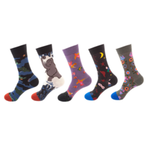Anysox 5 Pairs One Size 5-11 Mixed Color Socks Living Things Cotton Woman - £23.51 GBP