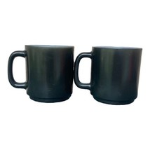 Vintage Glasbake BLACK “D&quot; Handle Stackable Mugs Lot of 2 Heat Resistant - £20.13 GBP