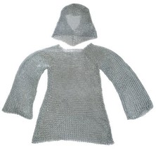 NauticalMart Mens Chainmail Shirt And Coif One Size Fits Most Silver - $199.00