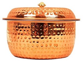 Hammered Steel Copper Casserole Donga with Lid, Serveware &amp; Tableware, 1200 ML - £80.30 GBP