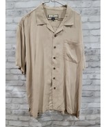 Tommy Bahama Men Large 100% Silk Khaki Palm Trees Background Shirt Butto... - $437.71 MXN