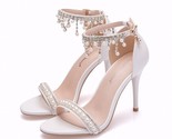 Ystal queen sweet white sexy dress wedding shoes women lacing ankle strap peep toe thumb155 crop