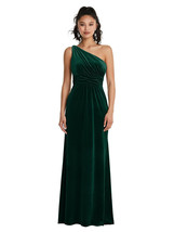 One-Shoulder Draped Velvet Maxi Dress...TH059....Evergreen...Size 18...NWT - £64.59 GBP