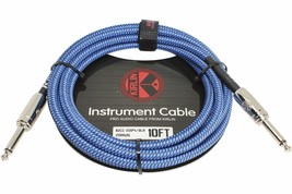 Kirlin Woven 1/4&quot; Mono Guitar Cable Straight - 10ft - Blue/Black - $25.64