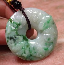Certified Green 100% Natural A Jade jadeite pendant 5 Bat Circle Donut 五福临门 7876 - £336.93 GBP