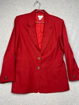 Vintage Talbots Blazer Womens Large 12 Worsted Wool Classic Jacket Red Preppy - £29.21 GBP