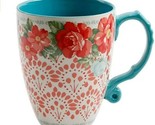 Pioneer Woman ~ VINTAGE FLORAL ~ Jumbo ~ 26 Ounce ~ Teal ~ Latte Coffee Mug - $26.18