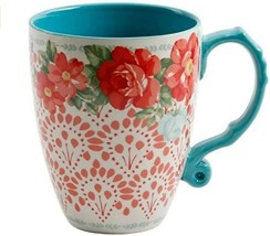 Pioneer Woman ~ VINTAGE FLORAL ~ Jumbo ~ 26 Ounce ~ Teal ~ Latte Coffee Mug - £20.59 GBP
