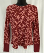 Knox Rose Size XS Women&#39;s Top Blouse Floral Burgundy Long Sleeve - £9.70 GBP