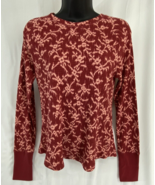 Knox Rose Size XS Women&#39;s Top Blouse Floral Burgundy Long Sleeve - $16.87 CAD