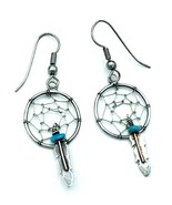 Sterling Silver Southwestern Turquoise Dream Catcher Earrings - $23.76