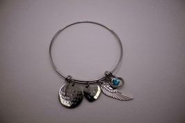 NIB Udobuy Stainless Steel Charm Bracelet I used to be his angel now he is mine - £14.25 GBP