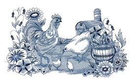 Nature Weaved in Threads, Amazing Rooster [Delft Blue Barnyard Scene ] [Custom a - £17.48 GBP