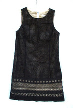 Ann Taylor LOFT Crochet Lace Overlay Cotton Dress Black Sleeveless Size ... - $18.99