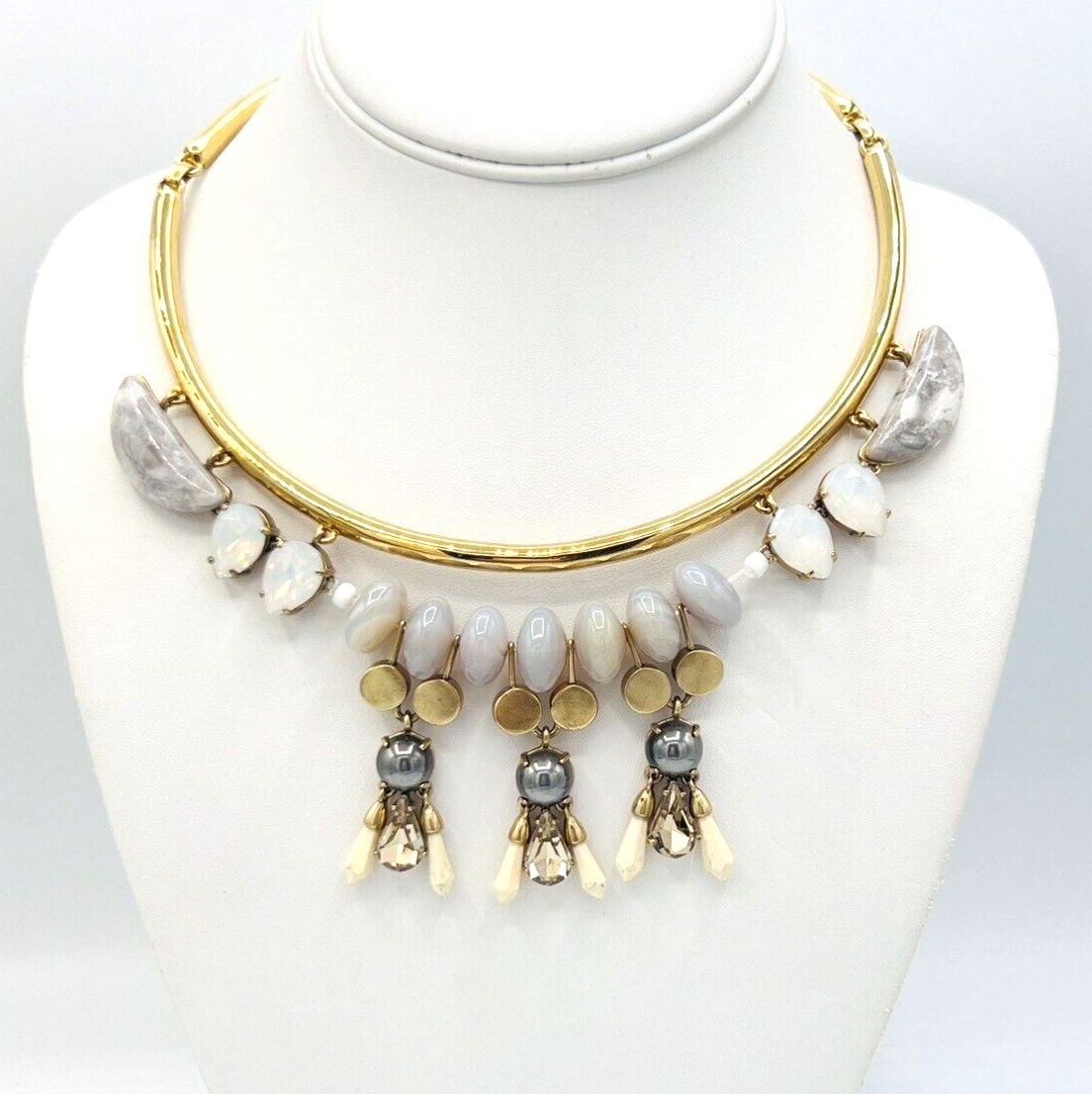 Primary image for J Crew Gold Tone Beaded Choker Collar Necklace