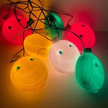 Vtg Blow Mold Happy Smiley Faces Party Patio Light String Set Tested Wor... - £62.32 GBP
