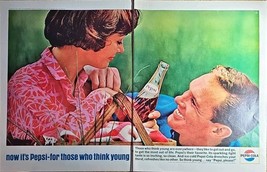 PEPSI COLA - Think Young - Picnic - Double Ad - 1964 Vintage Print Ad 13... - $24.83 CAD