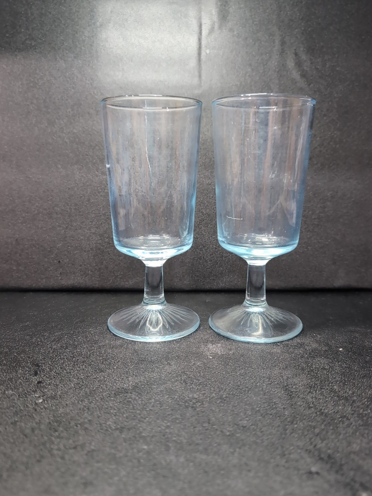 Libbey Duz Light Ice Blue Glasses Water Goblets x 2 Set Vintage Star Sap... - $13.86
