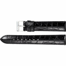 Men's 20 mm Regular Black Leather Crocodile Grain Padded Strap Band - £31.46 GBP