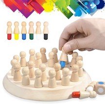 Wooden Memory Chess Board Game Color Memory Matching Brain Teasers Game for Kids - £26.18 GBP