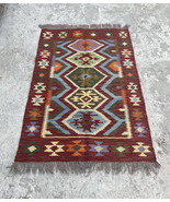 3x5 Multicolor Kilim Flatweave Turkish Boho Rug - $3,457.92 MXN