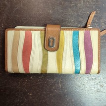 FOSSIL Rainbow MULTI COLORED STRIPED WALLET CLUTCH Key Hole - £19.93 GBP
